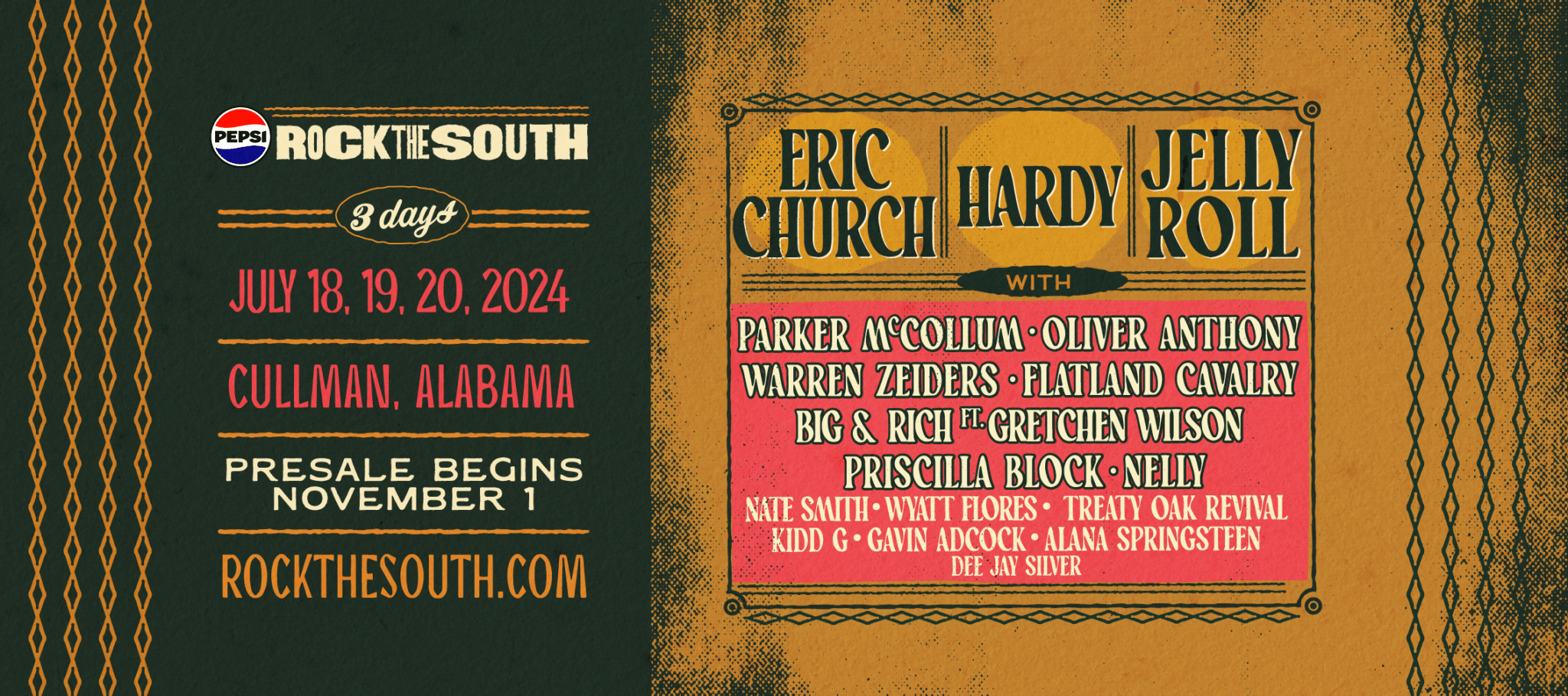 Three marquee country stars — Eric Church, Jelly Roll and Hardy — are
